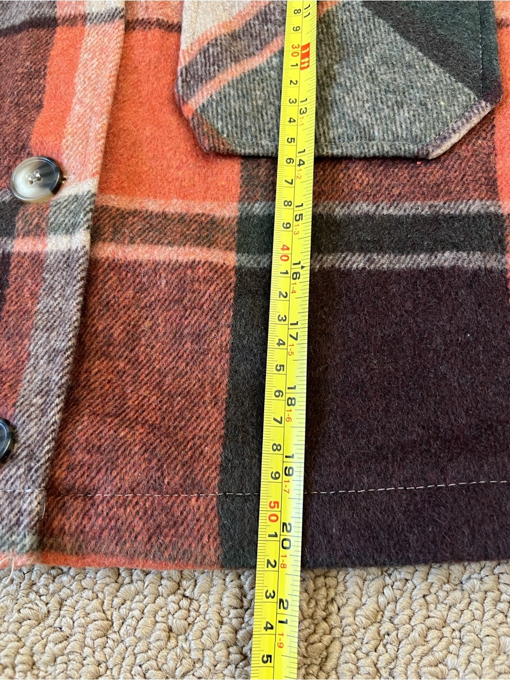 Ashley By 26 International Plaid Button-Front Shacket in Rust, Gray & Cream - Picture 6 of 7